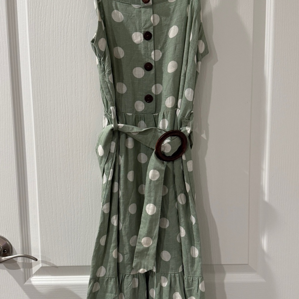 Monteau Los Angeles Polka Dot Green Dress